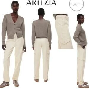 Wilfred Free Modern Cargo Pants Womens Size 6 Ivory High Waisted Twill Straight